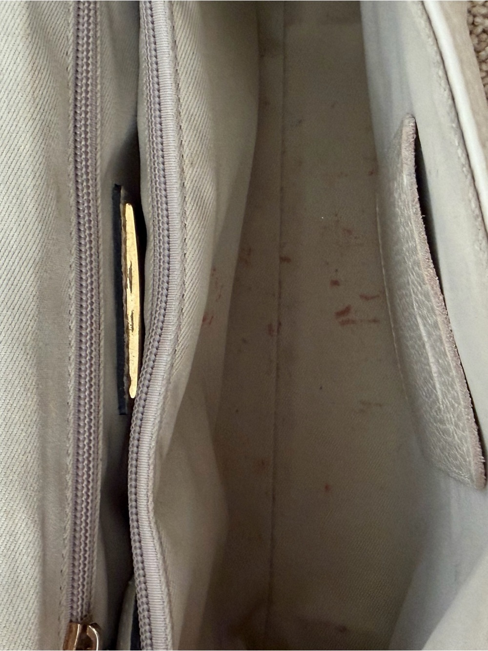 Valentino By Mario Valentino Cream Pebbled Leather Shoulder Bag with V Logo - Picture 8 of 15